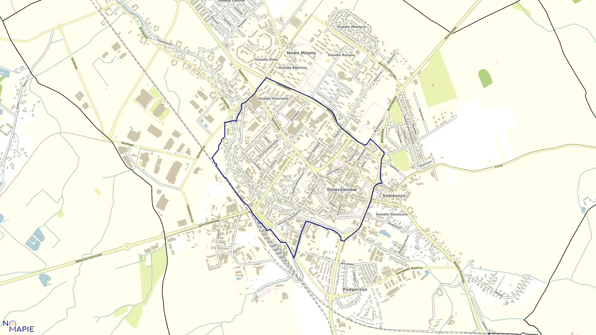 Mapa obrębu CENTRUM w mieście Dzierżoniów