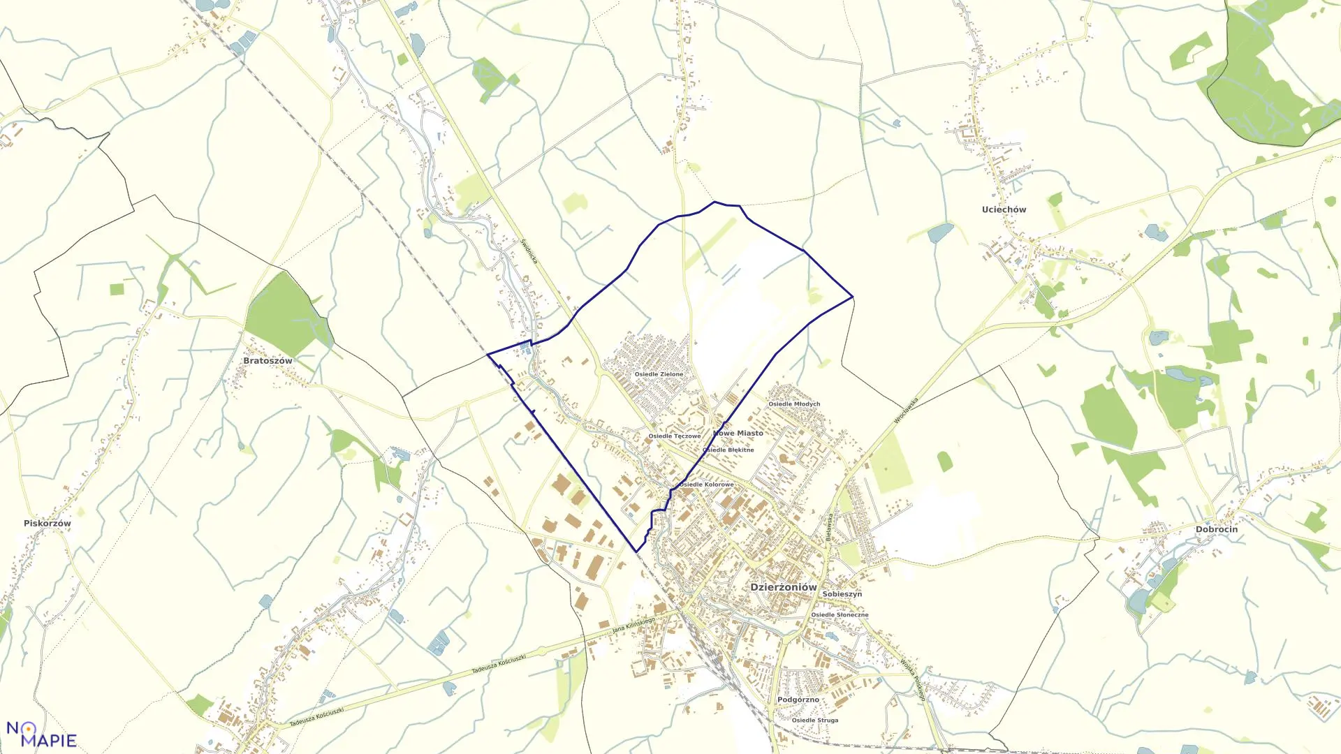Mapa obrębu DOLNY w mieście Dzierżoniów