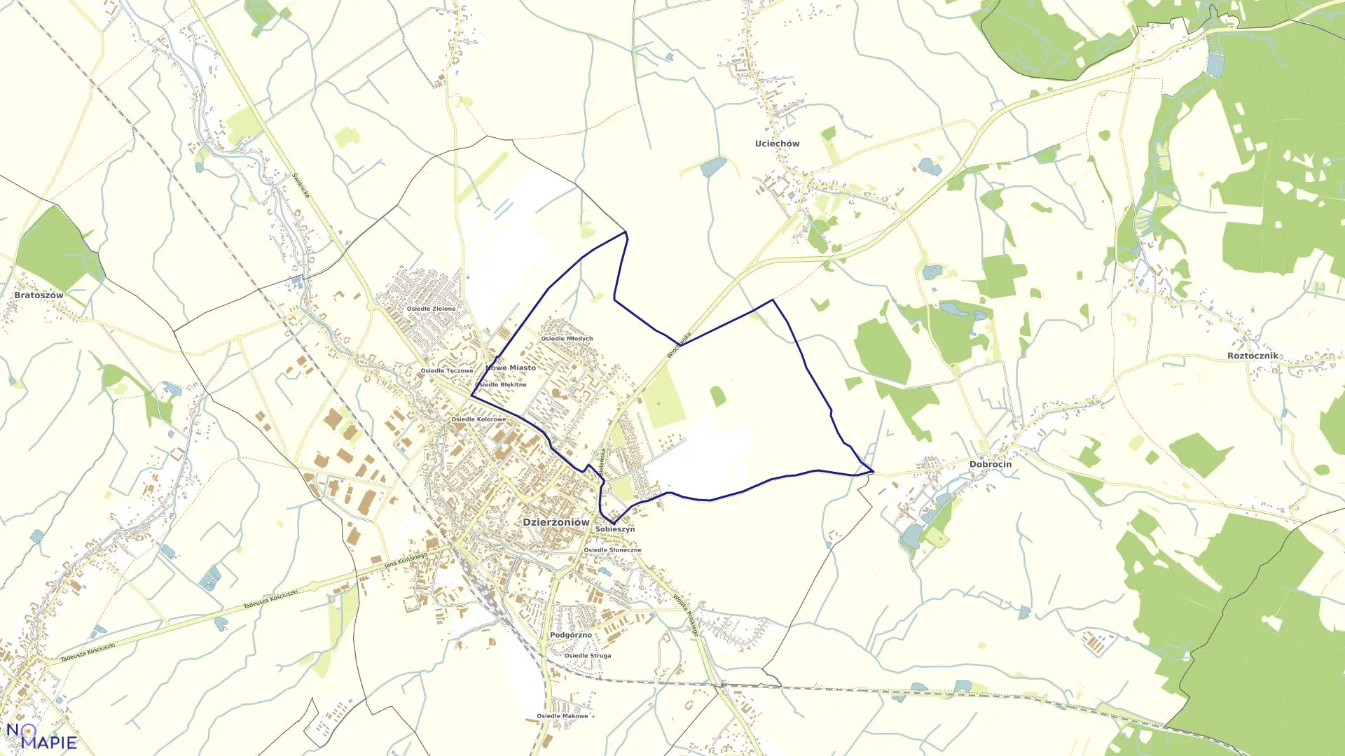 Mapa obrębu NOWE MIASTO w mieście Dzierżoniów