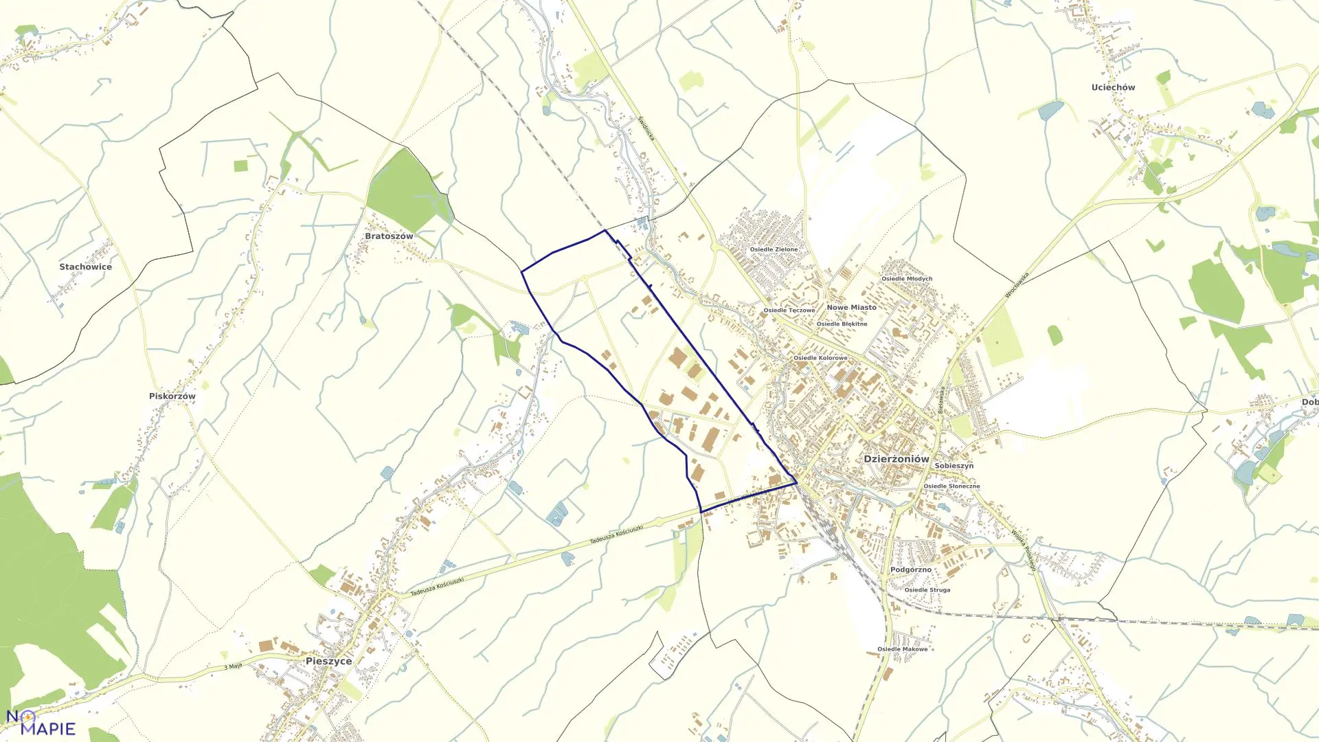 Mapa obrębu ZACHÓD w mieście Dzierżoniów
